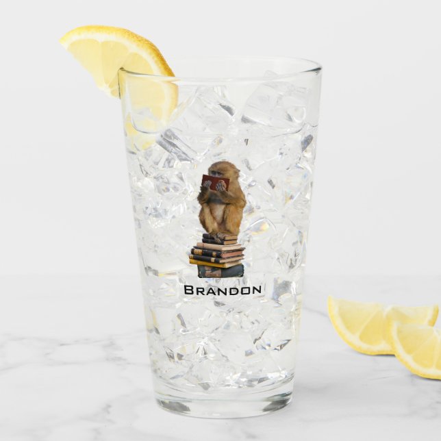 Cute Baby Monkey add Name Glass (Front Ice)