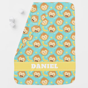 Cute Baby Monkey and Bananas Pattern Blanket