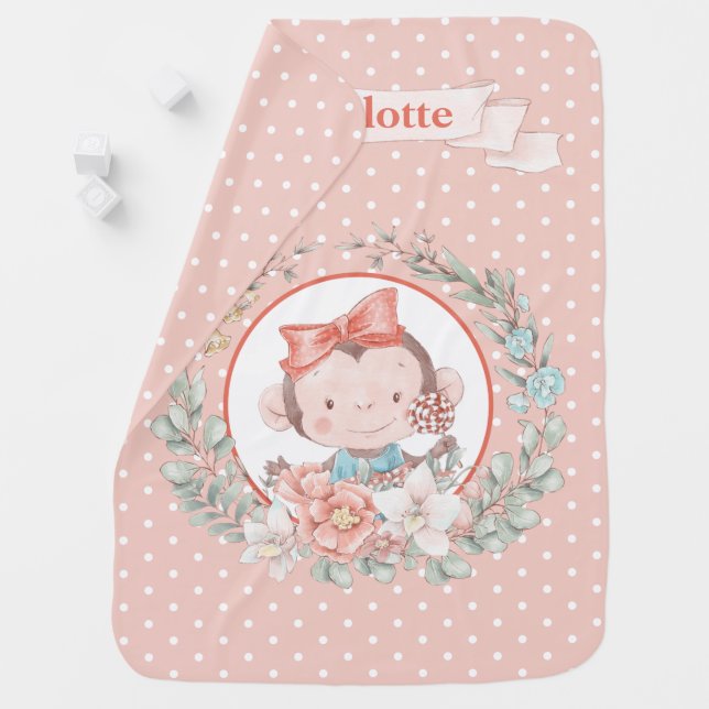 Cute Baby Monkey Baby Blanket (In Situ)