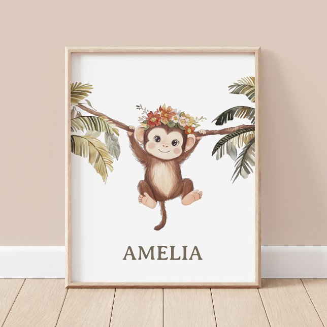 Cute Baby Monkey Boho Safari Nursery Wall Poster (Creator Uploaded)