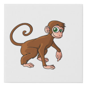 Cute Baby Monkey – Brown Monkey With Big Eyes Faux Canvas Print