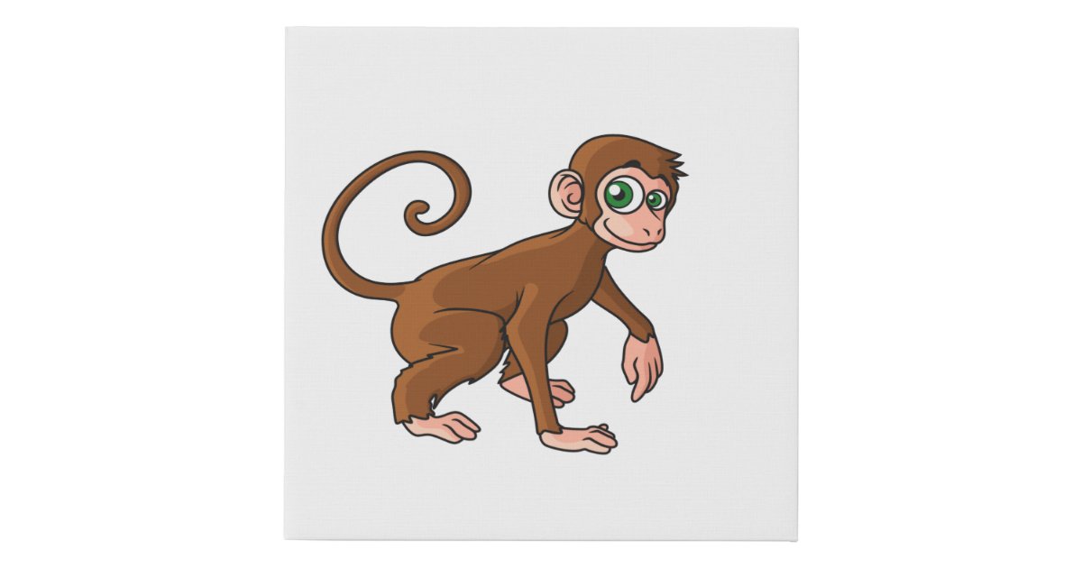 Cute Baby Monkey – Brown Monkey With Big Eyes Faux Canvas Print | Zazzle