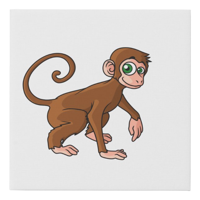 Cute Baby Monkey – Brown Monkey With Big Eyes Faux Canvas Print (Front)