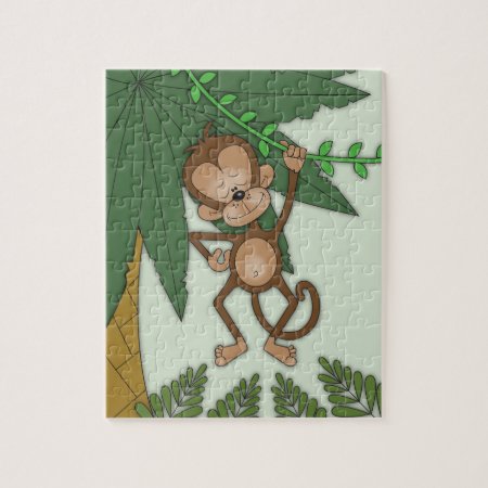 Cute Baby Monkey Cartoon Jigsaw Puzzle