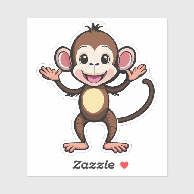 Cute Baby Monkey Dancing An Awesome Jig Sticker (Sheet)