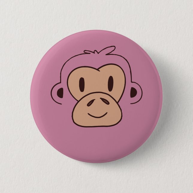 Cute Baby Monkey Face Button (Front)