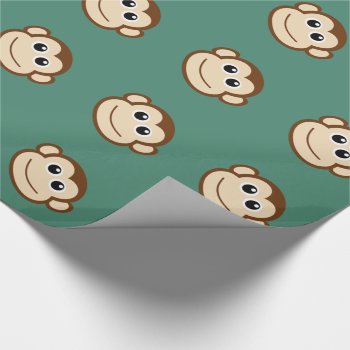 Cute Baby Monkey Face Wrapping Paper by GreenerCity at Zazzle