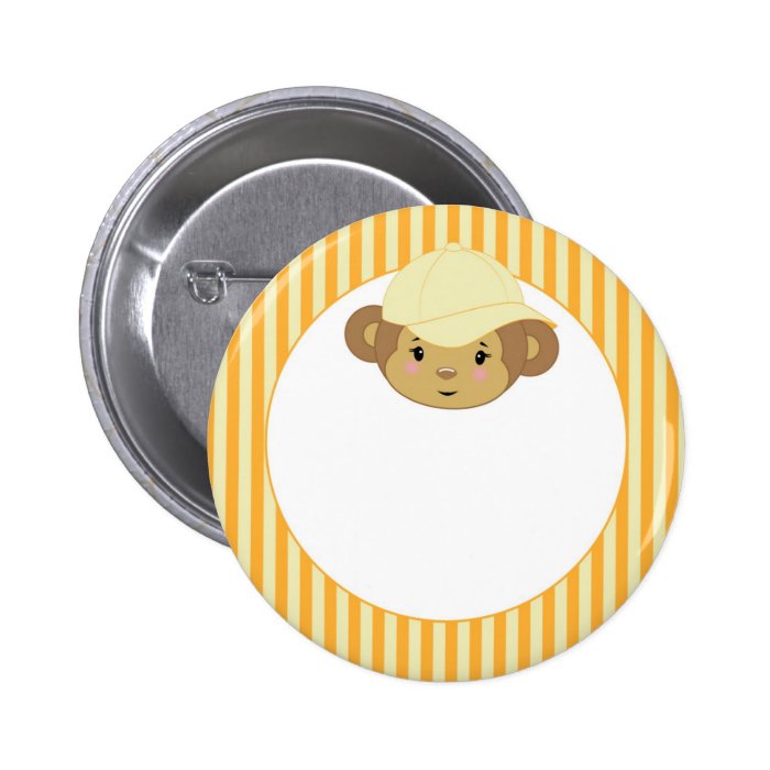 Cute Baby Monkey Head Wearing A Yellow Hat Pins