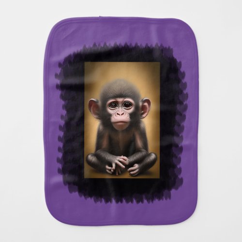 Cute baby monkey illustration baby burp cloth