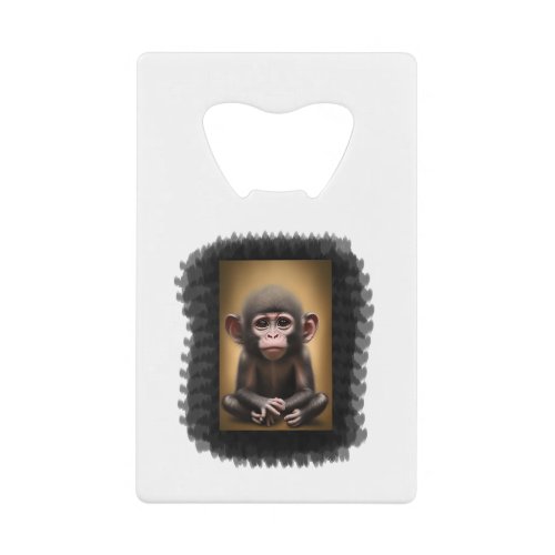 Cute baby monkey illustration credit card bottle opener