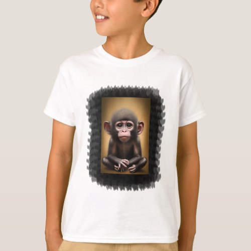 Cute baby monkey illustration T_Shirt