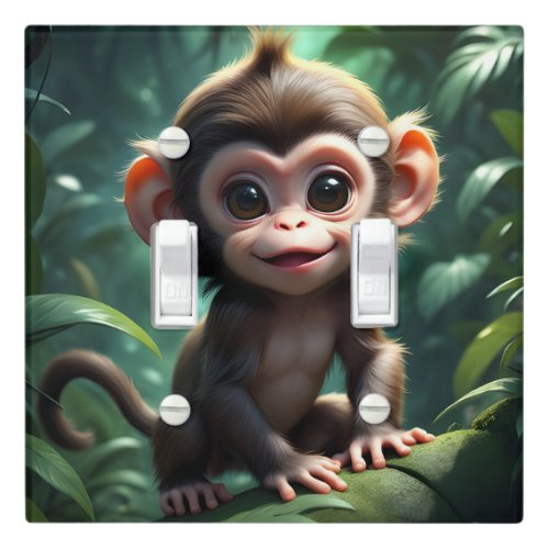 Cute Baby Monkey Jungle Forest Nursery Kids Room  Light Switch Cover