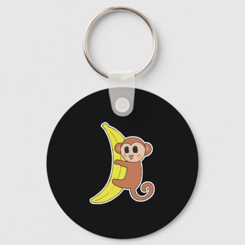 cute baby monkey on banana keychain