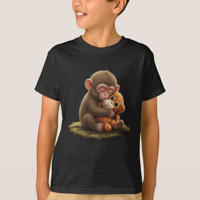 Cute Baby Monkey Punch Viral Zoo Japan Design T-Shirt (Front)