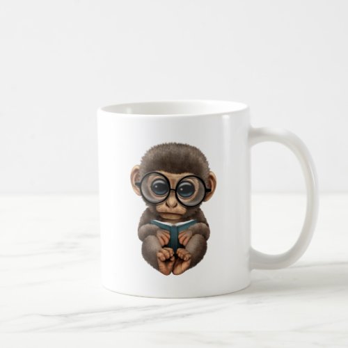 Cute Baby Monkey Reading a Book Coffee Mug