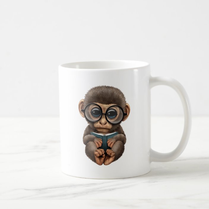 Cute Baby Monkey Reading A Book Coffee Mug Zazzle Com