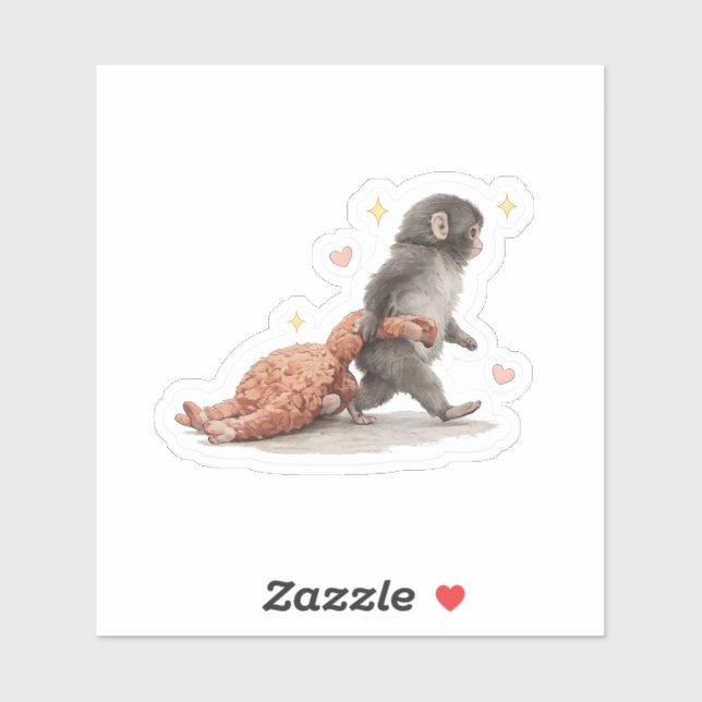 Cute Baby Monkey Sticker – Emotional Support Anima (Sheet)