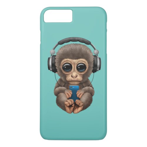 Cute Baby Monkey Wearing Headphones iPhone 8 Plus7 Plus Case