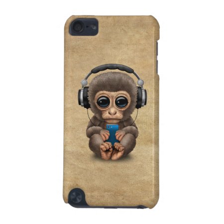 Cute Baby Monkey Wearing Headphones Ipod Touch (5th Generation) Case