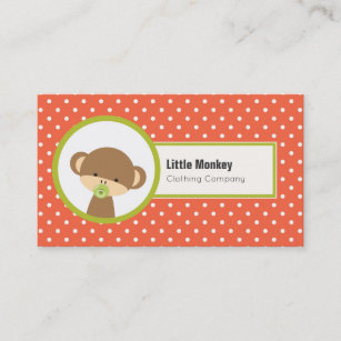 Cute Baby Monkey with a Pacifier on Polka Dots Business Card