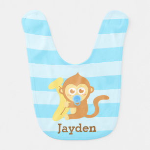 Cute Baby Monkey With Banana Personalized Bib