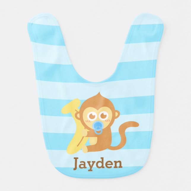 Cute Baby Monkey With Banana Personalized Bib (Front)