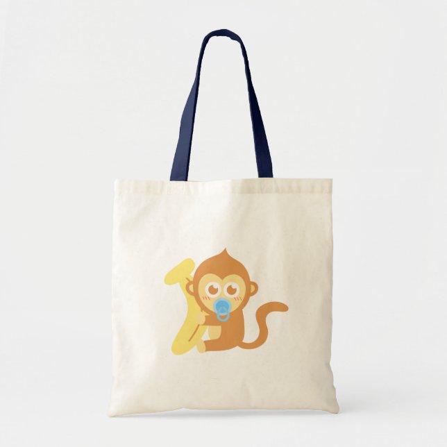 Cute Baby Monkey with Banana Tote Bag (Front)