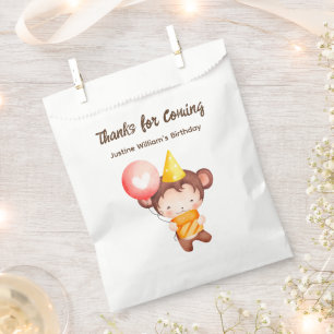 Cute Baby Monkey with cake, Thank You Party Favor Bag