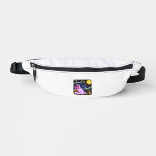Cute Baby Moo Deng Halloween Van Gogh Starry Night Fanny Pack
