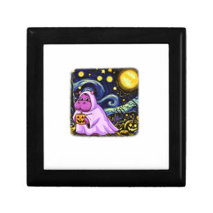 Cute Baby Moo Deng Halloween Van Gogh Starry Night Gift Box