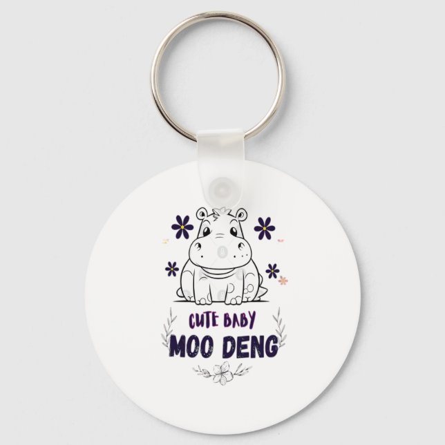 Cute Baby Moo Deng T-Shirt Keychain (Front)