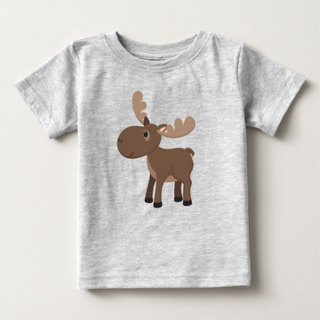 Cute Baby Moose Animal T-Shirt (Front)