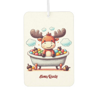Cute Baby Moose Bath Time Cartoon Illustration Air Freshener