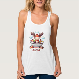Cute Baby Moose Bath Time Cartoon Illustration Tank Top