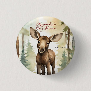 Cute Baby Moose Gender Neutral Baby Shower Button