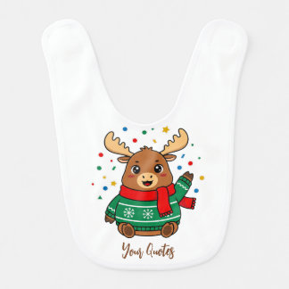 Cute Baby Moose Hello Bib