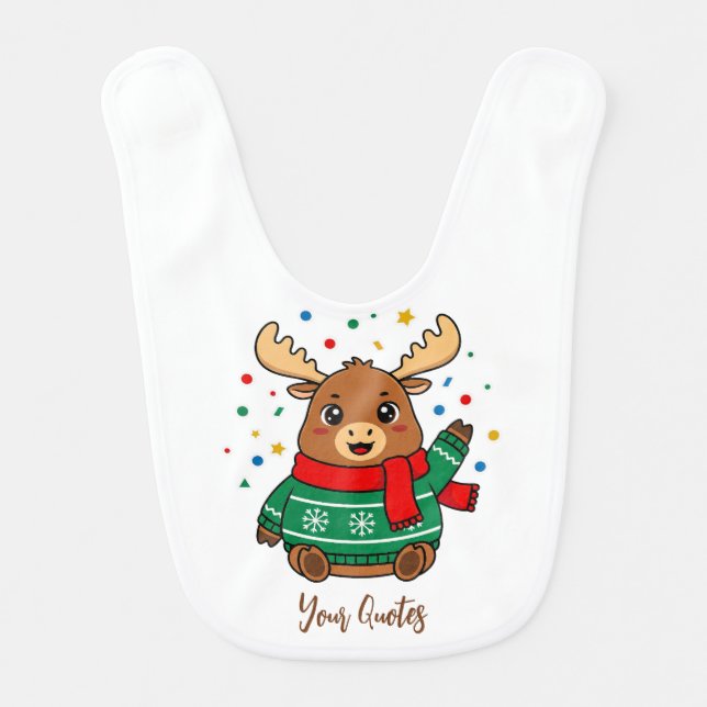 Cute Baby Moose Hello Bib (Front)