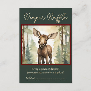Cute Baby Moose Neutral Baby Shower Diaper Raffle Enclosure Card