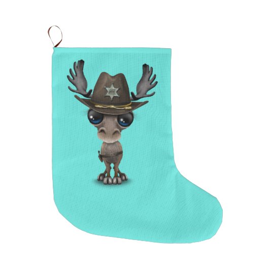 Cute Baby Moose Sheriff Large Christmas Stocking Zazzlecom