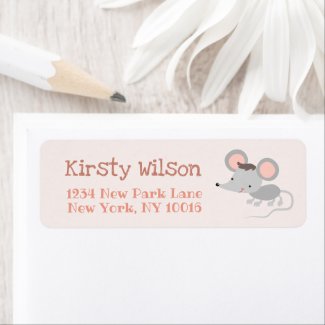 Cute Baby Mouse | Peach Kids or Baby Shower Label