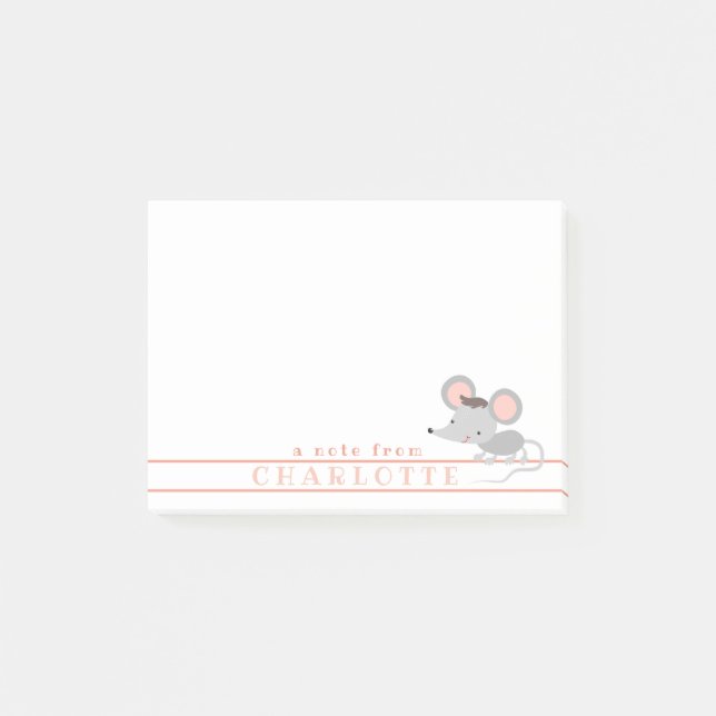 Cute Baby Mouse - Personalized Kids Post-it Notes (Front)