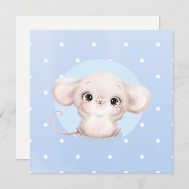 Cute baby mouse poster card (Front/Back)