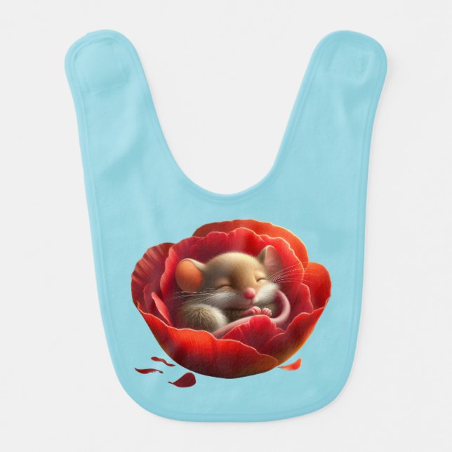 Cute Baby Mouse Sleeping In The Poppy Baby Bib (Front)