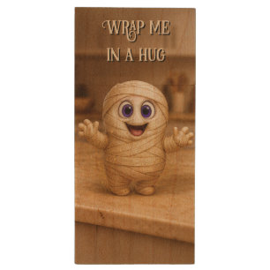 Cute Baby Mummy Wrap Me in a Hug Wood Flash Drive