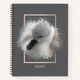 Cute Baby Mute Swan Gray Abstract Notebook