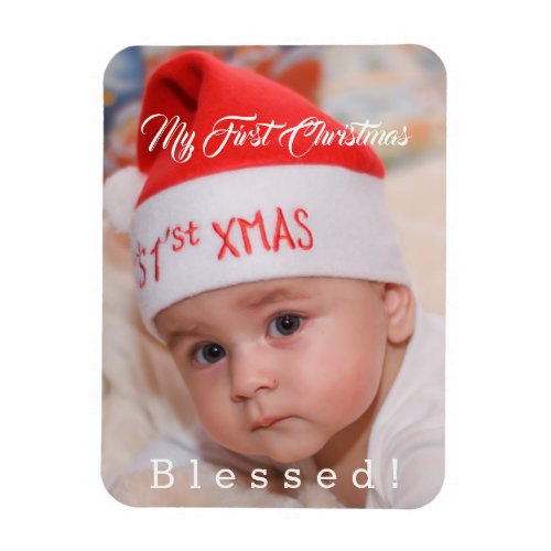 Cute Baby My First Christmas Santa Hat Holiday Magnet