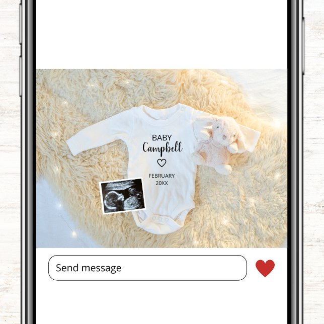 Cute Baby Name Ultrasound Digital Photo Pregnancy Announcement (photo pregnancy announcement ultrasound sonogram baby due date)
