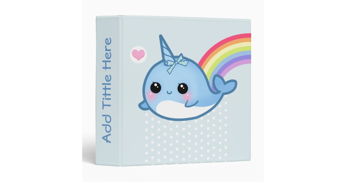 cute baby narwhal and rainbow personalized binder personalized disney christmas cards