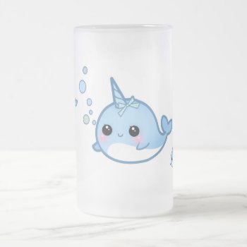 Cute Baby Narwhal Frosted Glass Beer Mug by Chibibunny at Zazzle