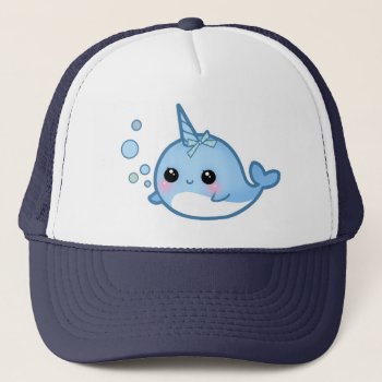 Cute Baby Narwhal Trucker Hat by Chibibunny at Zazzle